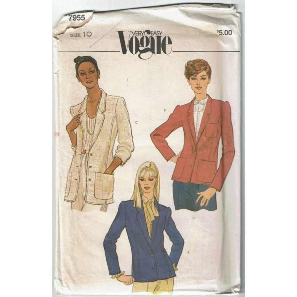 Vogue Sewing Pattern 7955 Jacket Misses Size 10